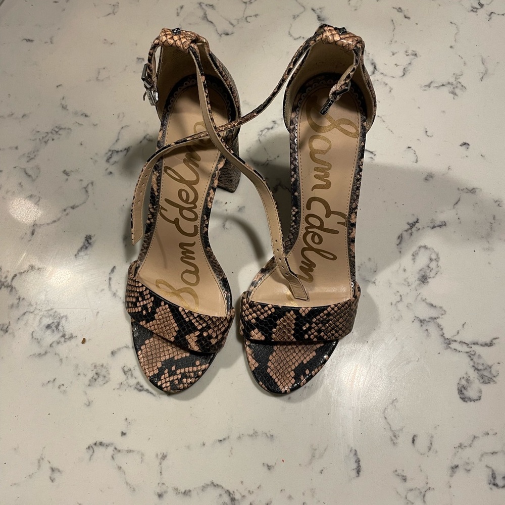 Sam Edelman Yaro Python-Embossed Leather Block-He… - image 3